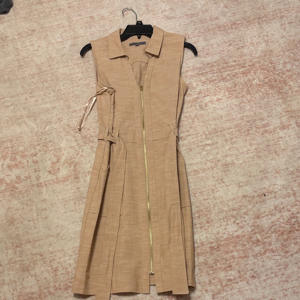 Zara Beige Collared Midi Dress